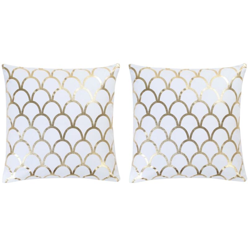 

Cojines estampado metálico 2 uds algodón blanco dorado 40x40 cm