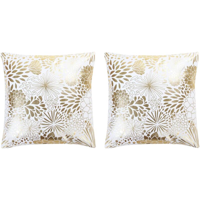 

Cojines estampado metálico 2 uds algodón blanco dorado 40x40 cm