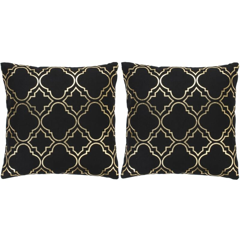 

Cojines estampado metálico 2 uds algodón negro y dorado 40x40cm
