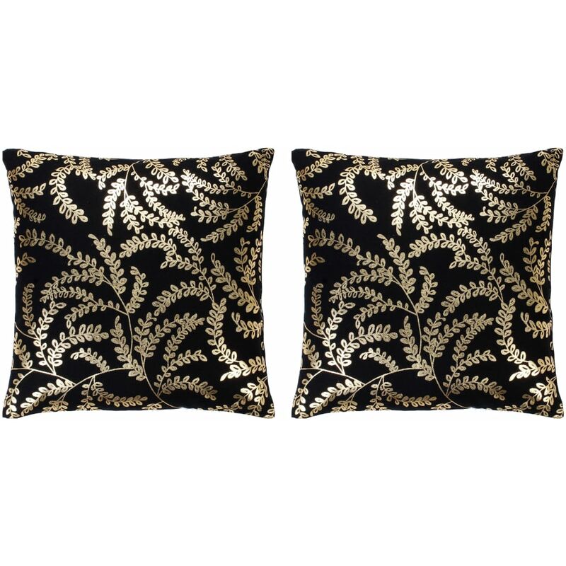 

Cojines estampado metálico 2 uds algodón negro y dorado 40x40cm