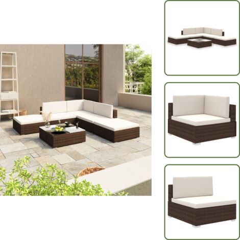 Cojines extraíbles - vidaXL Set muebles de jardín 6 piezas y cojines ratán sintético marrón - Asiento de jardín
