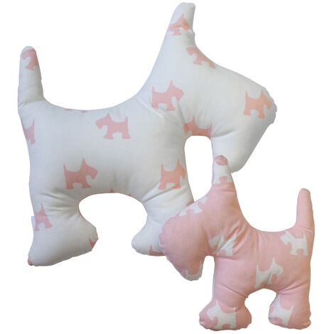Cojines Infantiles forma puppy Habitación Bebé Cuna 50 Cm Y 30 Cm color rosa y blanco