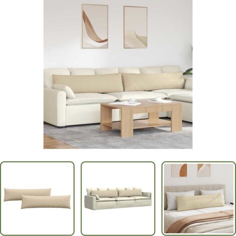 Cojines modernos -  Cojines de sofá 2 pcs Crema 145 x 40 cm tela