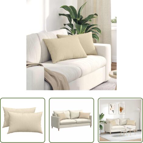 Cojines modernos -  Cojines de sofá 2 pcs Crema 60 x 40 cm tela