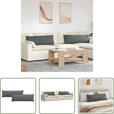 Cojines modernos -  Cojines de sofá 2 pcs Gris oscuro 120 x 40 cm tela