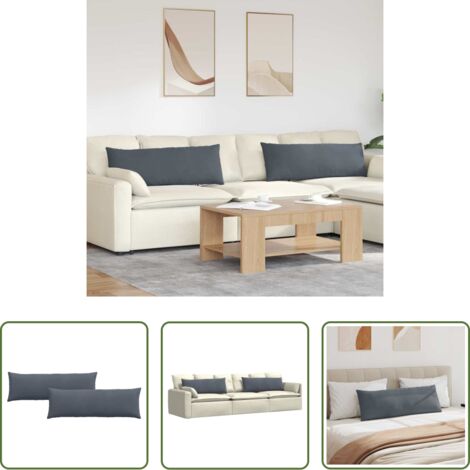 Cojines modernos -  Cojines de sofá 2 pcs Gris oscuro 120 x 40 cm Tela de pana