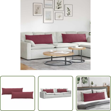 Cojines modernos -  Cojines de sofá 2 pcs Rojo vino 120 x 40 cm tela