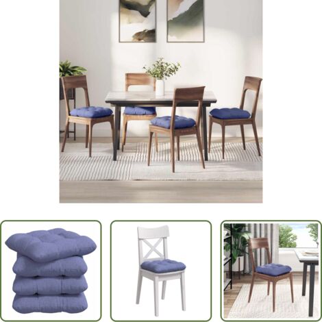 Cojines modernos -  Cojines para asiento 4 pcs Azul jeans 45 x 45 x 12 cm tela