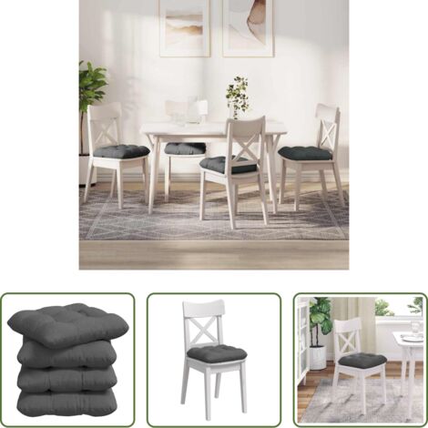 Cojines modernos -  Cojines para asiento 4 pcs Gris oscuro 40 x 40 x 12 cm tela