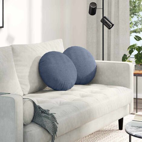Cojines para asiento 2 pcs Azul Ø 40 cm Tela de pana