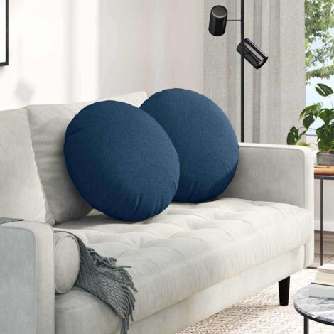 Cojines para asiento 2 pcs Azul Ø50 x 19 cm tela
