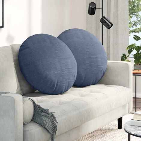 Cojines para asiento 2 pcs Azul Ø 80 cm Tela de pana
