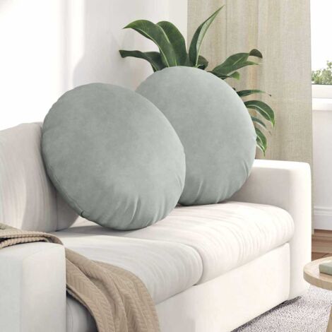 Cojines para asiento 2 pcs Gris Claro Ø 40 x 13 cm Terciopelo