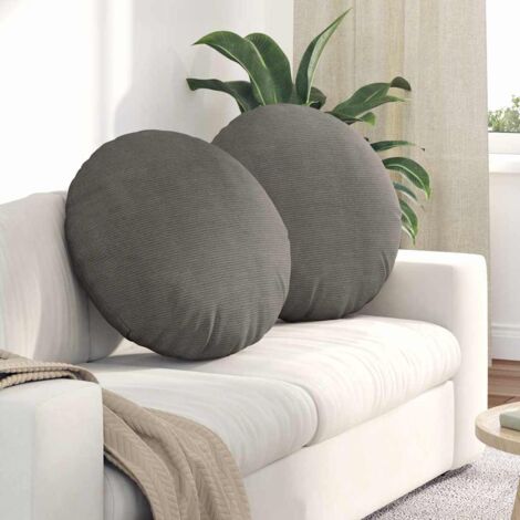 Cojines para asiento 2 pcs Gris Claro Ø60 x 21 cm Tela de pana