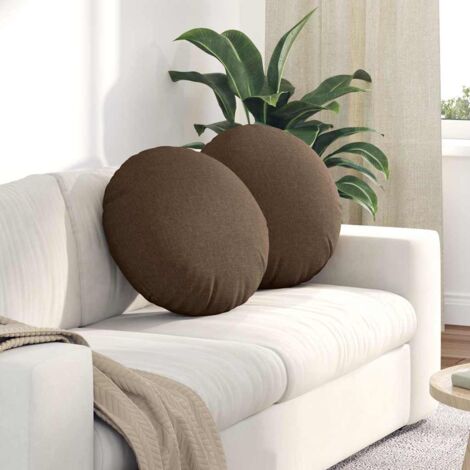 Cojines para asiento 2 pcs Marrón Ø50 x 19 cm tela