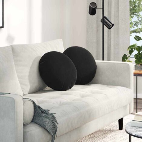 Cojines para asiento 2 pcs Negro Ø 40 x 13 cm Terciopelo