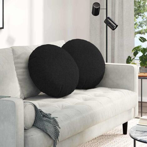 Cojines para asiento 2 pcs Negro Ø50 x 19 cm tela