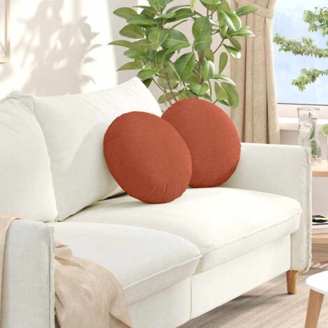 Cojines para asiento 2 pcs Rojo Naranja Ø 40 cm Tela de pana vidaXL