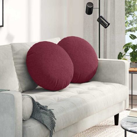 Cojines para asiento 2 pcs Rojo vino Ø50 x 19 cm tela
