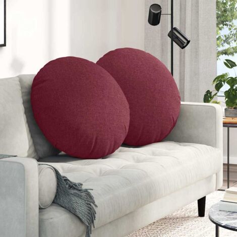 Cojines para asiento 2 pcs Rojo vino Ø80 x 29 cm tela