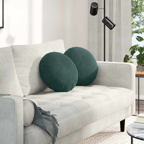 Cojines para asiento 2 pcs Verde oscuro Ø 40 x 13 cm Terciopelo