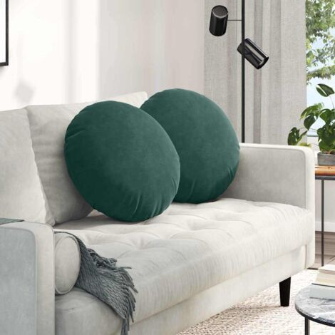 Cojines para asiento 2 pcs Verde oscuro Ø50 x 19 cm Terciopelo