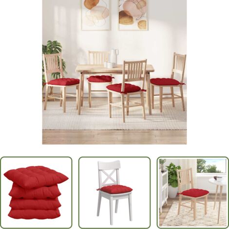 Cojines para asiento -  Cojines para asiento 4 pcs Rojo 40 x 40 x 6 cm tela