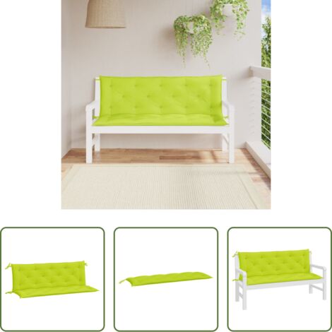 Cojines para banco -  Cojines de banco de jardín 2 uds verde brillante 150x50x7 cm
