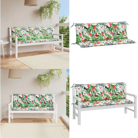Cojines para banco de jardín 2 uds tela multicolor 150x50x7 cm - Cojines para banco - Cojines para patio