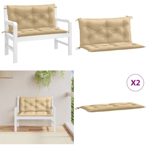 Cojines para banco jardín 2 uds tela beige melange 100x50x7 cm - Cojines para jardín - Cojines para exteriores