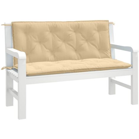 Cojines para banco jardín 2 uds tela beige melange 120x50x7 cm