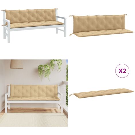 Cojines para banco jardín 2 uds tela beige melange 180x50x7 cm - Cojines para jardín - Cojines para exteriores