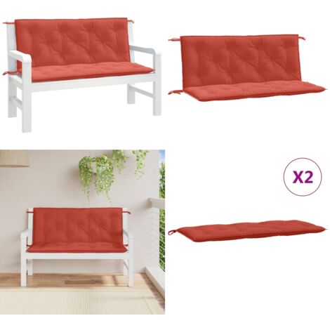 Cojines para banco jardín 2 uds tela rojo melange 120x50x7 cm - Cojines para jardín - Cojines para exteriores