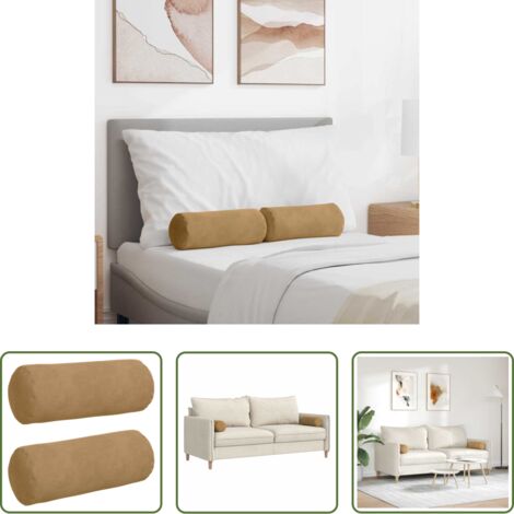 Cojines para dormitorio - Cojines Bolster 2 pcs Marrón Ø 15 x 40 cm Tela de pana