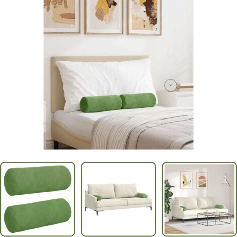 Cojines para dormitorio - Cojines Bolster 2 pcs Verde claro Ø 15 x 40 cm Tela de pana