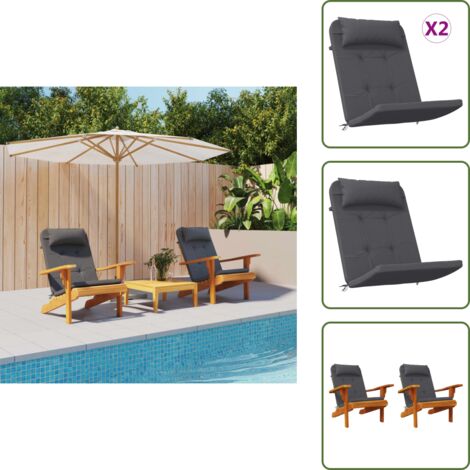 Cojines para exteriores - vidaXL Cojines para silla Adirondack 2 uds tela Oxford gris antracita - Cojines para sofá