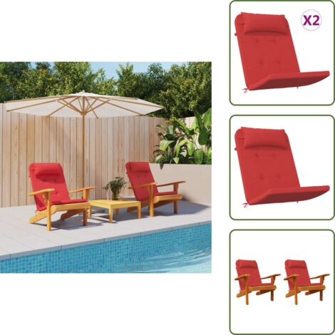 Cojines para exteriores - vidaXL Cojines para silla Adirondack 2 uds tela Oxford rojo - Cojines para muebles