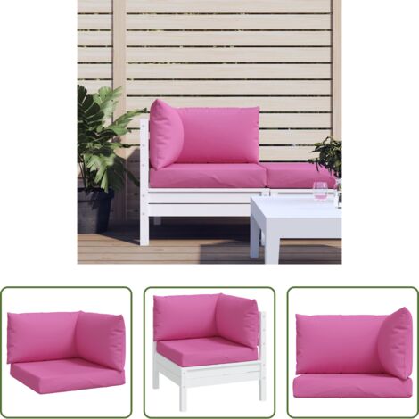 Cojines para jardín -  Cojines para palés 3 piezas tela Oxford rosa