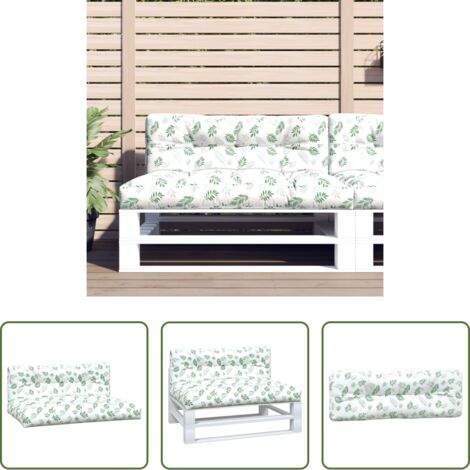 Cojines para jardín -  Cojines para palets 2 unidades tela estampado de hojas