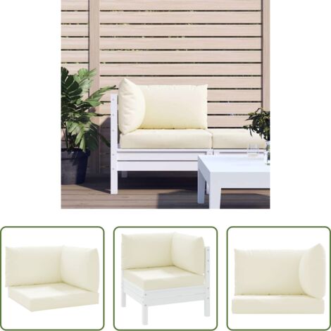 Cojines para jardín -  Cojines para palets 3 unidades tela Oxford blanco crema