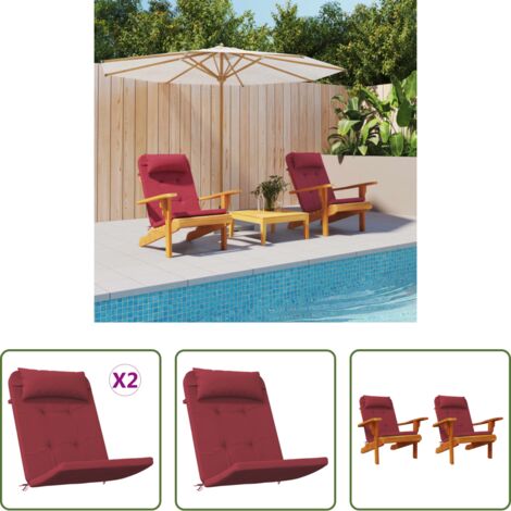 Cojines para jardín -  Cojines para silla Adirondack 2 uds tela Oxford rojo tinto