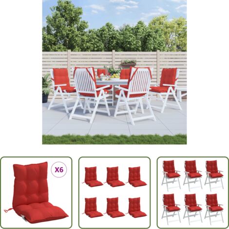 Cojines para jardín -  Cojines para silla con respaldo bajo 6 uds tela Oxford rojo