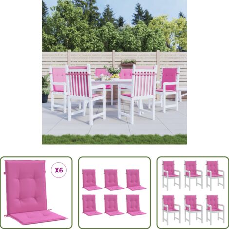 Cojines para jardín -  Cojines para silla con respaldo bajo 6 uds tela rosa