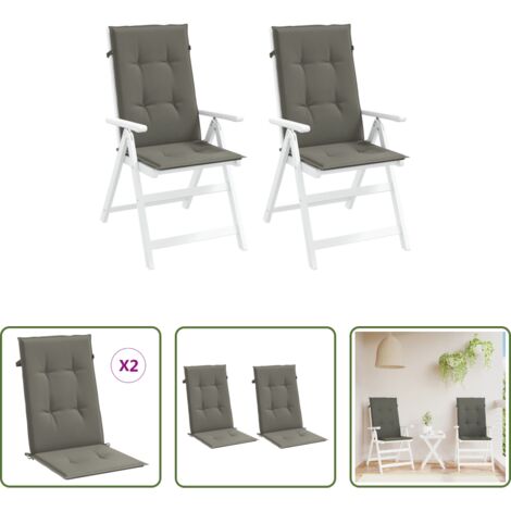Cojines para jardín -  Cojines para silla respaldo alto 2 uds tela gris oscuro melange