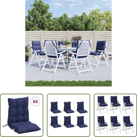 Cojines para jardín -  Cojines para silla respaldo bajo 6 uds tela Oxford azul marino