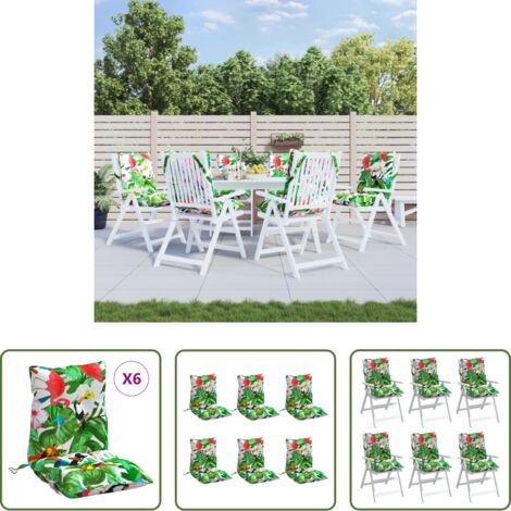 Cojines para jardín -  Cojines para silla respaldo bajo 6 uds tela Oxford multicolor
