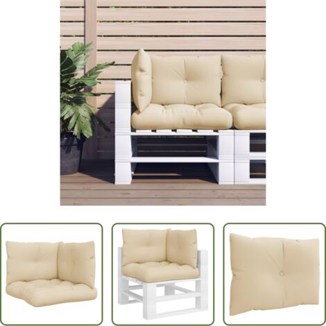 Cojines para jardín -  Cojines para sofá de palets 3 unidades tela beige