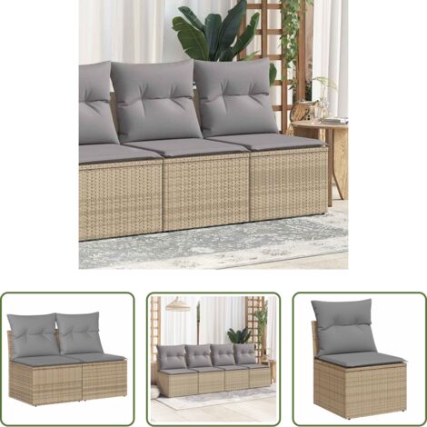 Cojines para jardín -  Set sofás jardín y cojines 2 pzas ratán sintético acacia beige