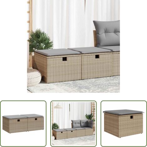 Cojines para jardín -  Set sofás jardín y cojines 2 pzas ratán sintético acacia beige
