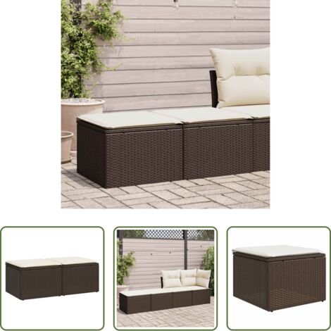 Cojines para jardín -  Set sofás jardín y cojines 2 pzas ratán sintético acacia marrón